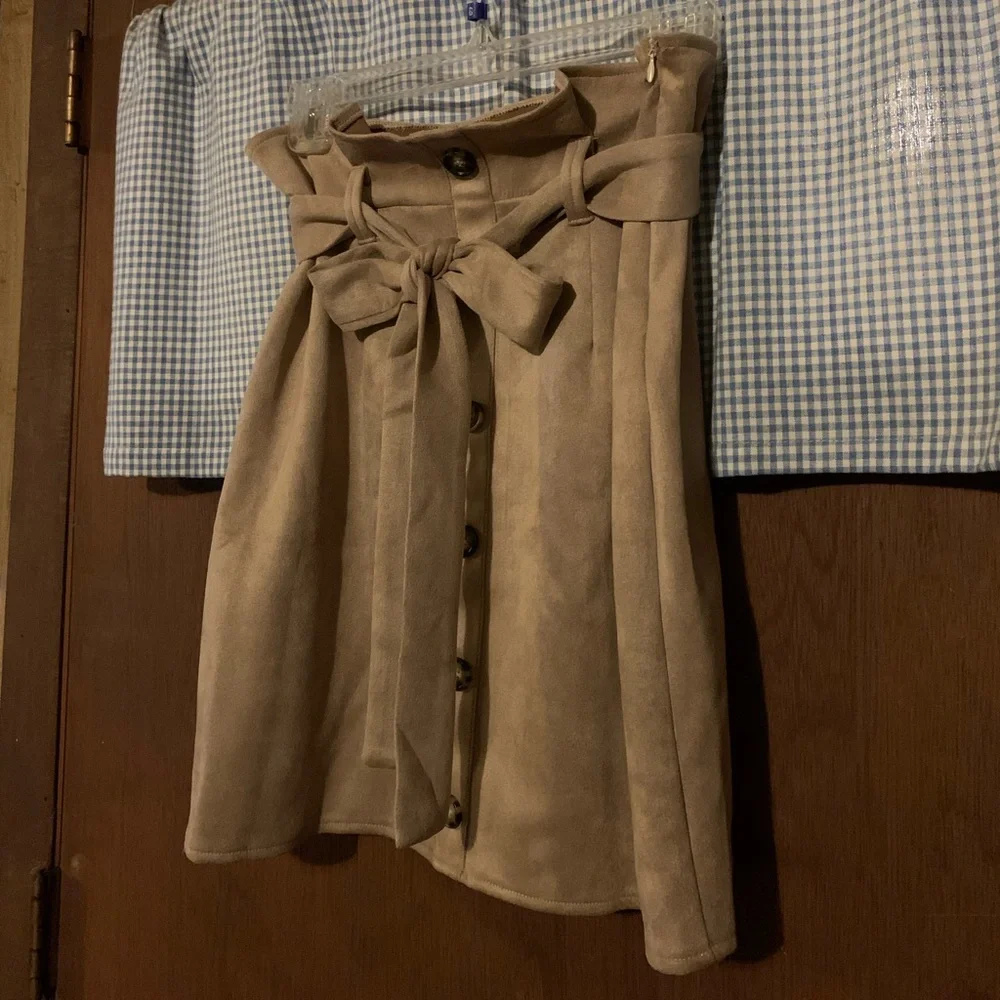 Cute Khaki Belted Miniskirt Size XL New in Bag - Picture 12 of 16